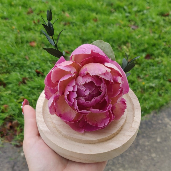 Cloche d'une pivoine éternelle lyophilisée fleurs naturelles décoration originale - Taille S