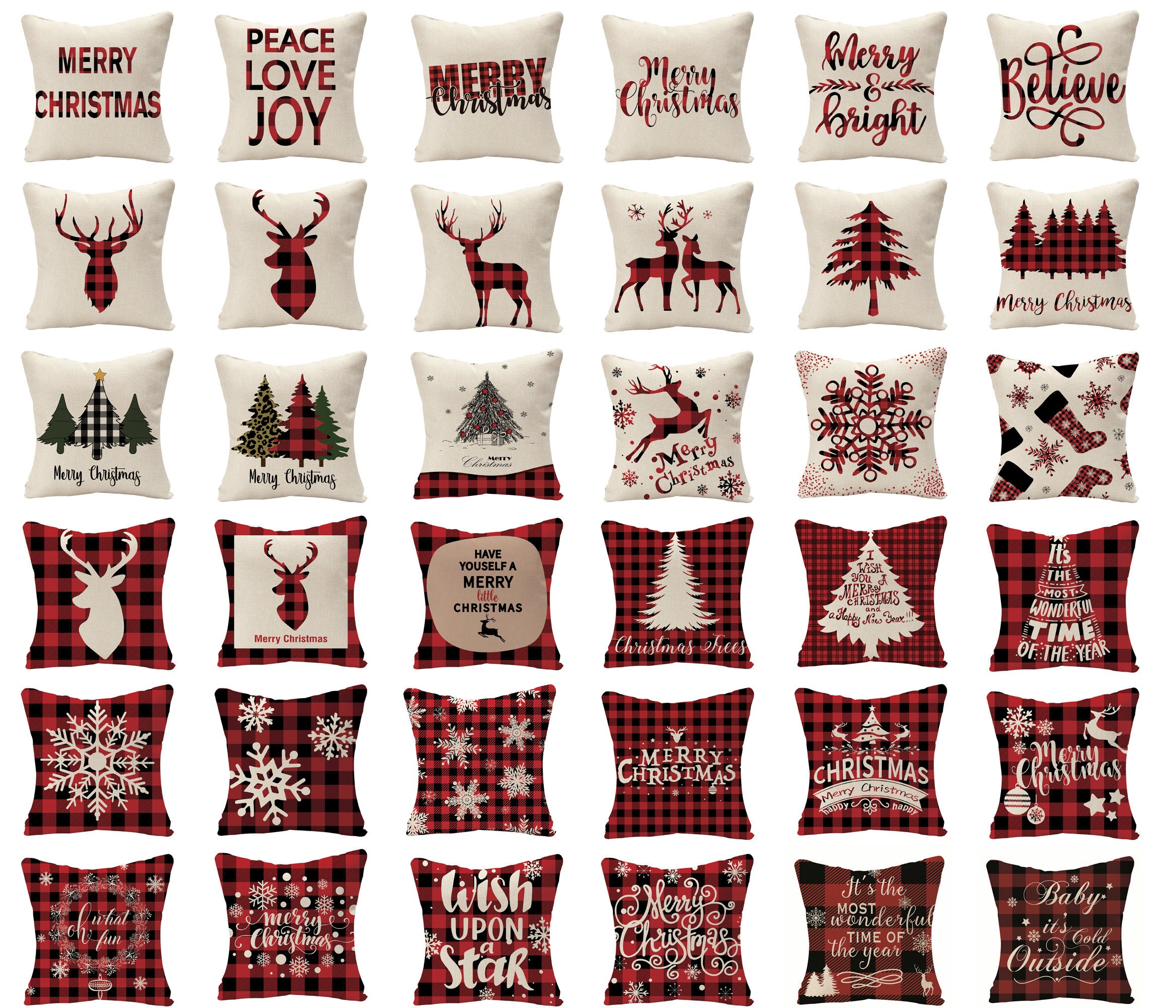 Farmhouse Christmas Pillow Covers for Christmas Decor/Throw Etsy
