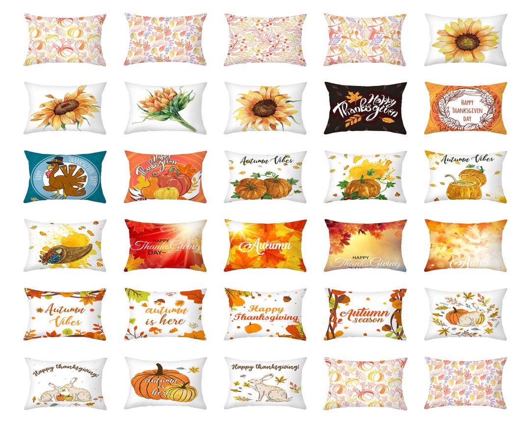 Fall Lumbar Pillow Cover 12 X 2016 X 24 Thanksgiving Pillow Etsy