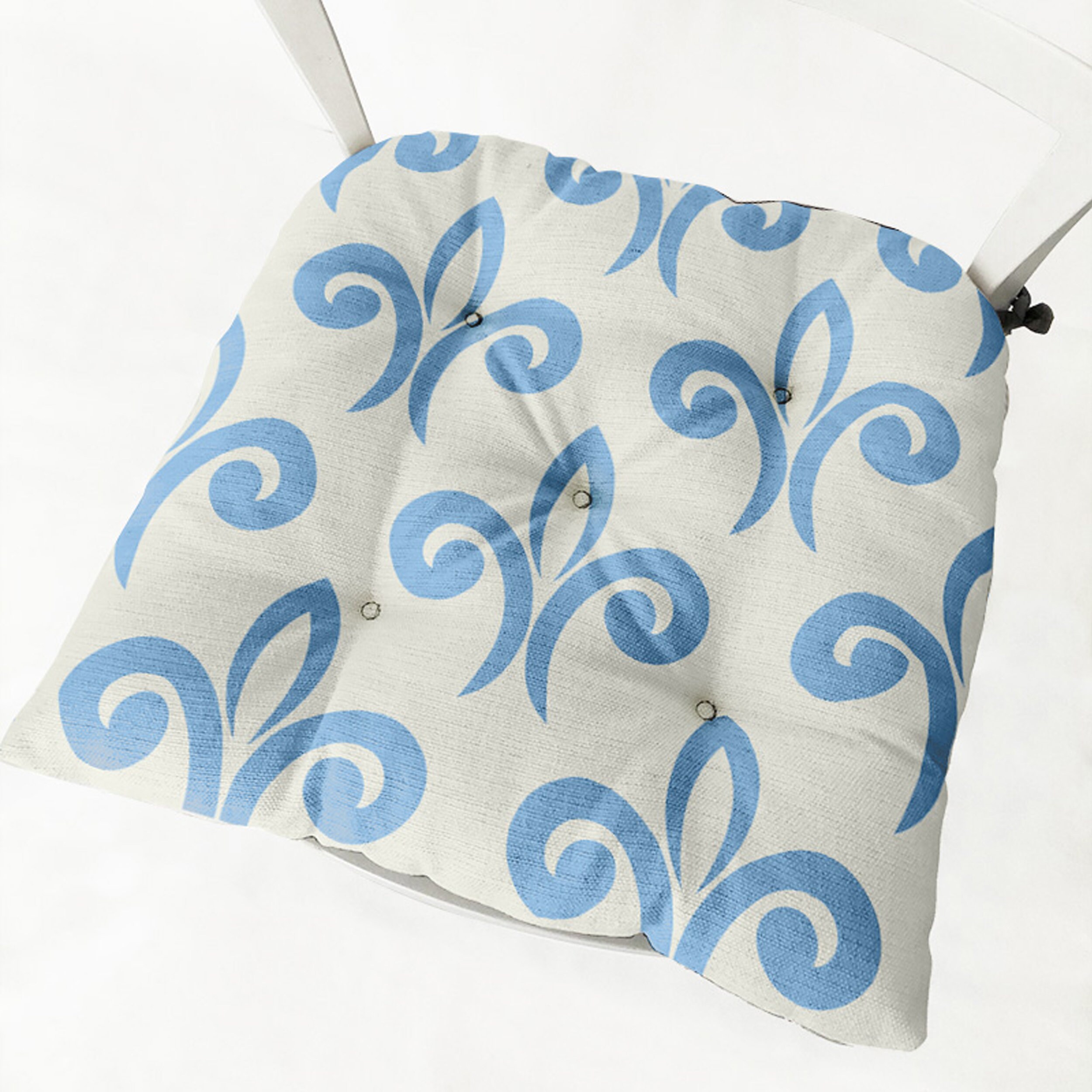 Square Linen Blue Chair cushion 15 Chair Pads with Ties for Etsy