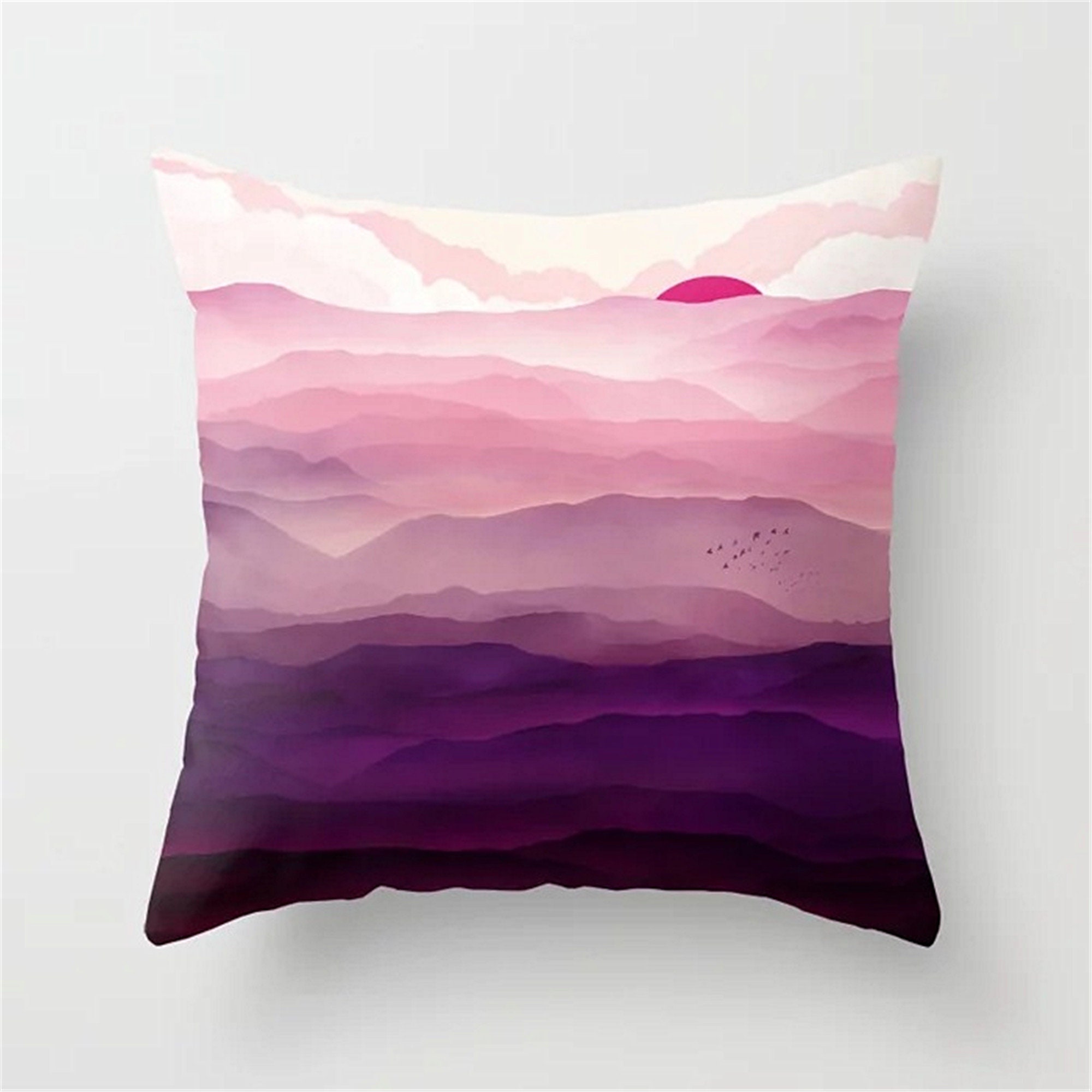 Pink Sunrise landscape Pattern Pillow covers Throw Pillow Etsy