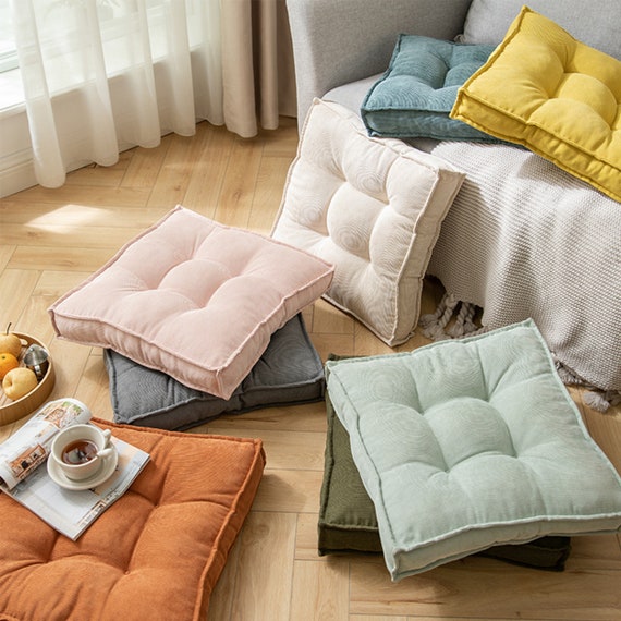 Solid Color Fluffy Square Cushion Fluffy Soft Plush Chair Cushion Thick  Square Pad Skin-friendly Cushion Multi Colors Chair Cushion 