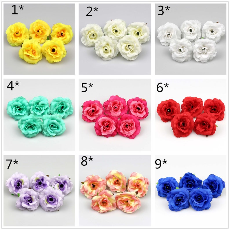 100X mini Silk Roses Heads Single Tone Artificial Silk Etsy