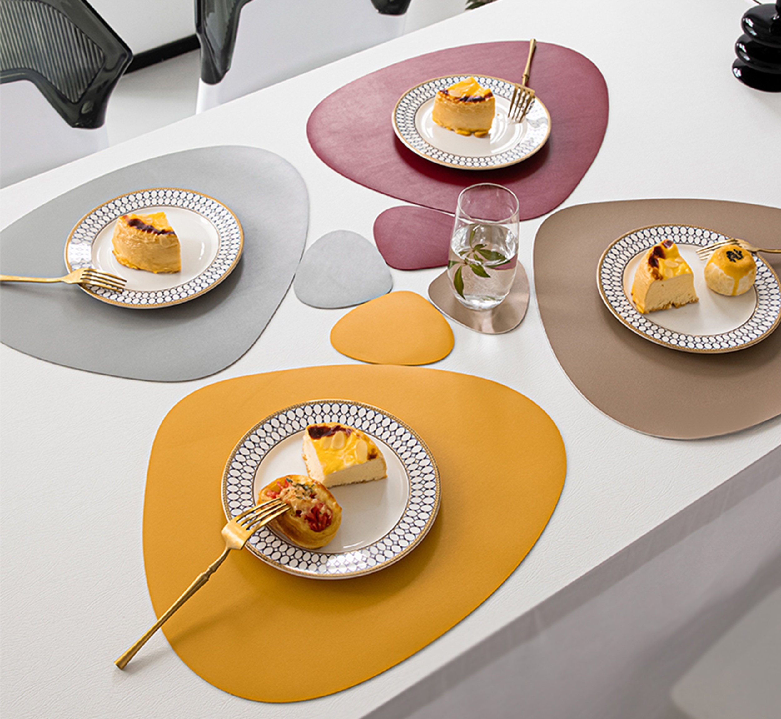 24pcs Place Mat Marble Pattern Tableware Pad Placemat Table Oil Water