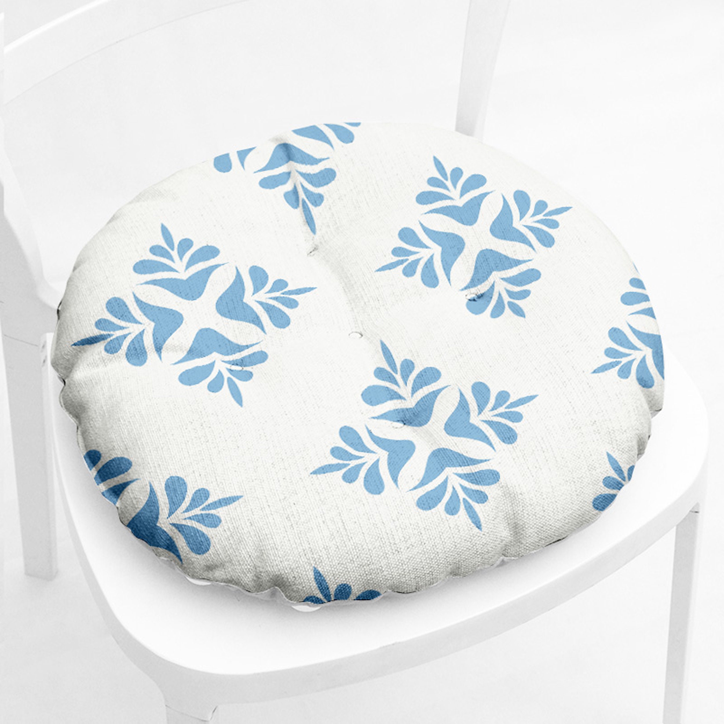 Linen Blue Round Chair cushion 15 Chair Pads Etsy