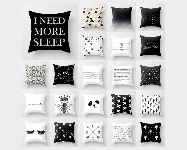 Black and White Pillow Cover/12 X 2016 X 1618 X 1820 X Etsy