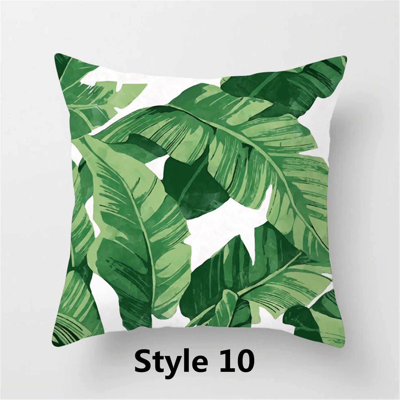 Tropical Leaves Pillow Covers/Summer Green w/White/Throw Etsy