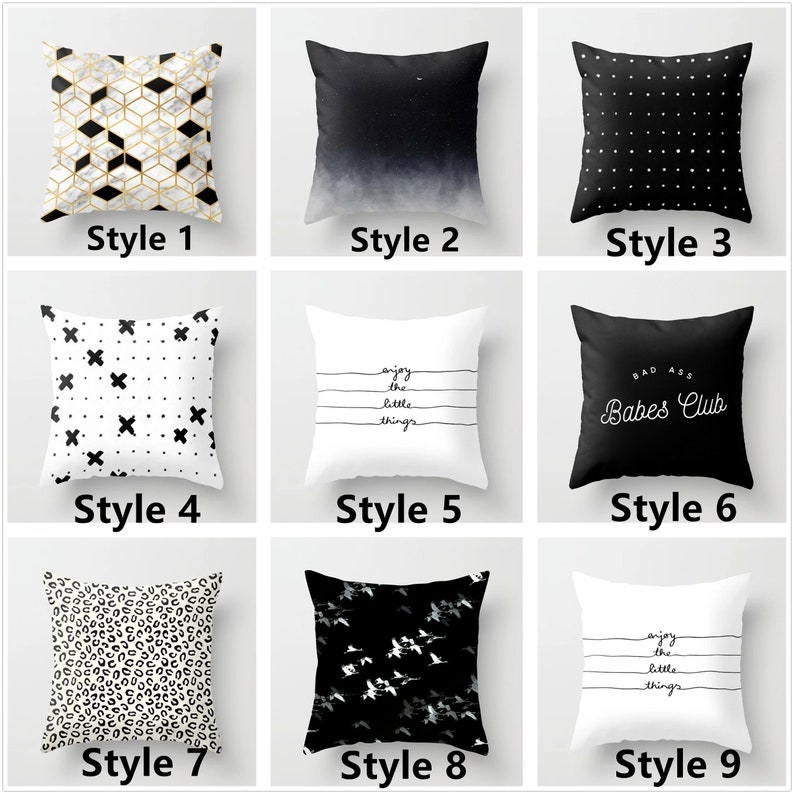 Black and White Pillow Cover/12 X 2016 X 1618 X 1820 X Etsy