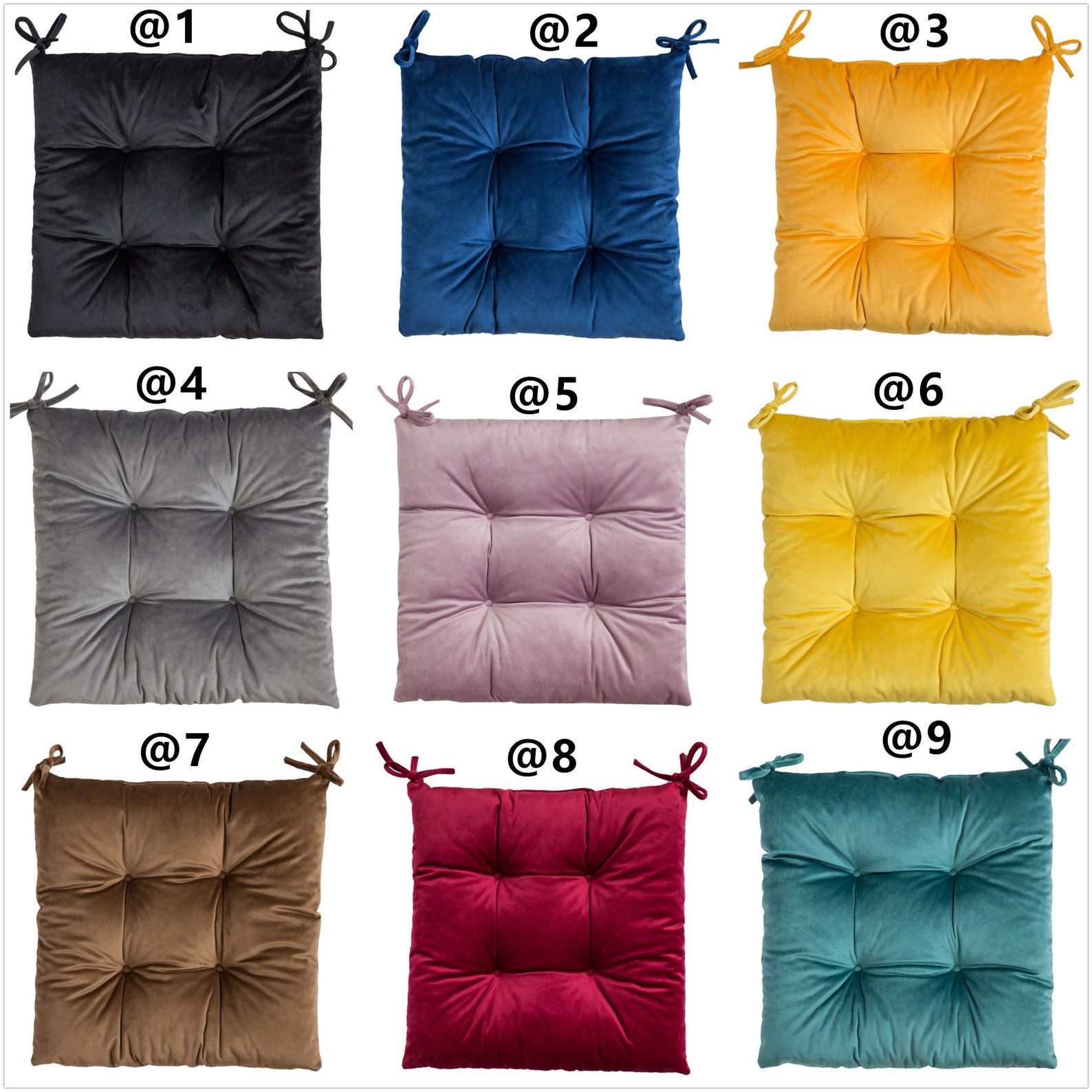 Velvet Chair Cushion Pads 14 X 14 Single Color Square Chair Etsy