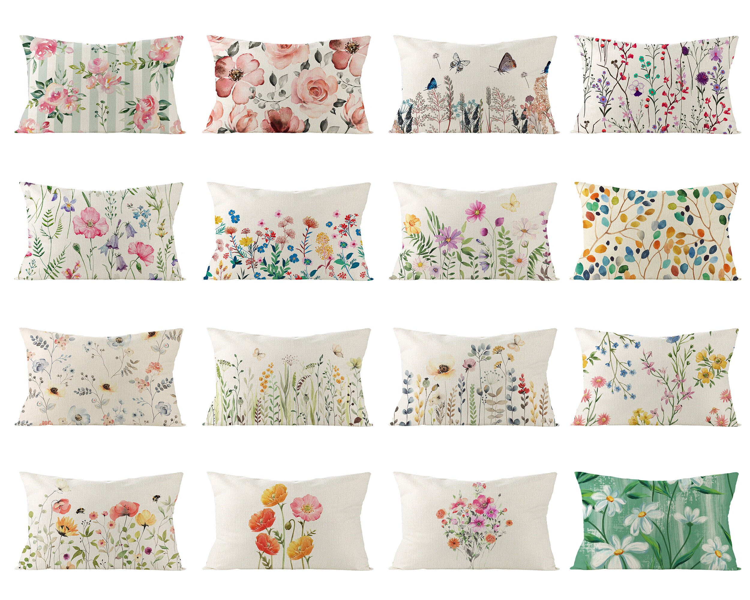 12x20 Lumbar Pillow Decorative Throw Pillows,Small Throw Pillows for  Couch,Hand-Painted Outdoor Birds Pillowcases,Spring Summer Pillows  Decorative