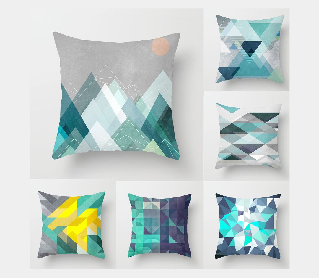 Blue Geometry Pillow Covers Throw Pillow Cases/lumbar Pillow Covers
