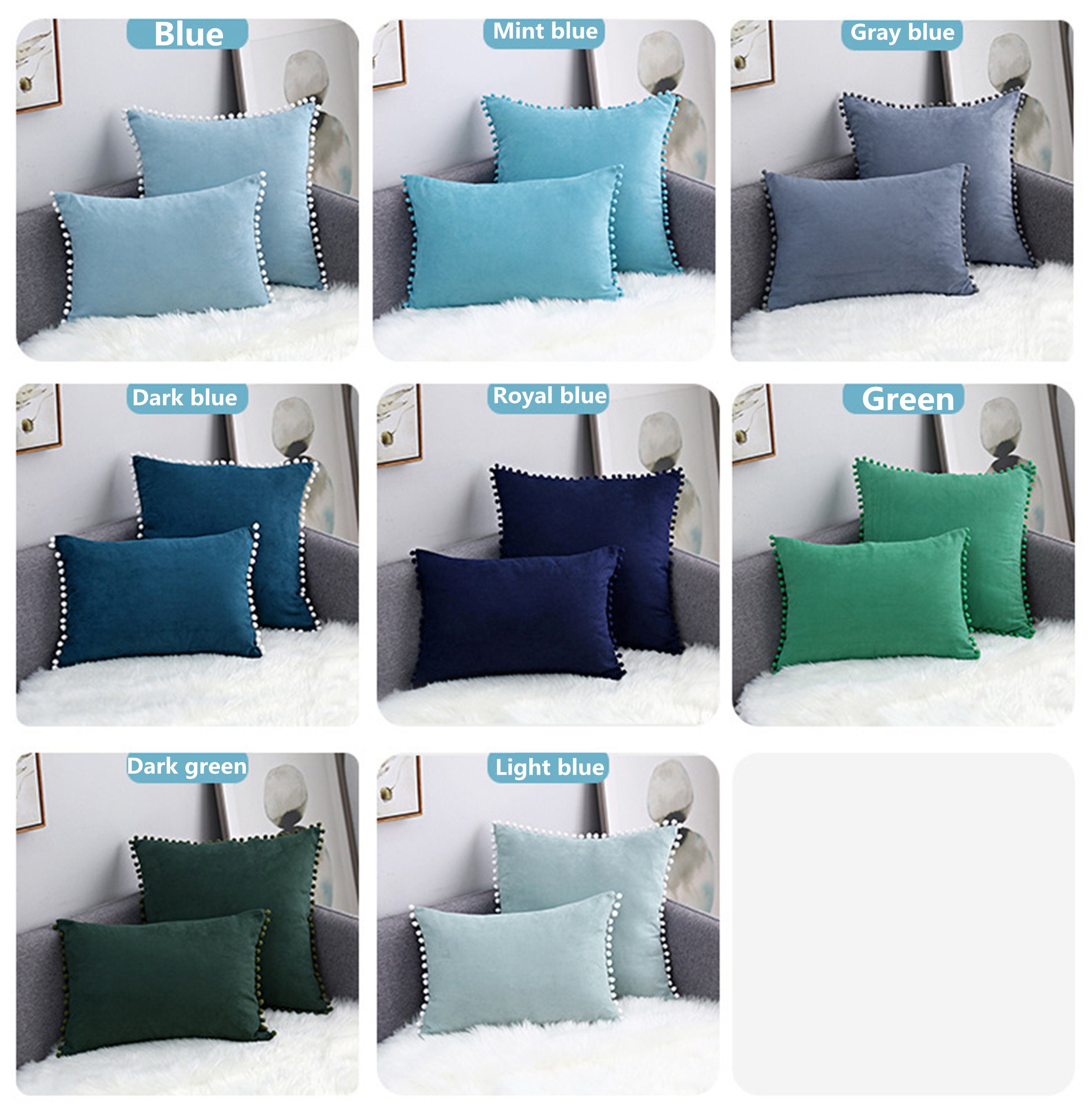 Suede Blue Pillow covers 14 x 20 20 x 20 Solid Color Etsy