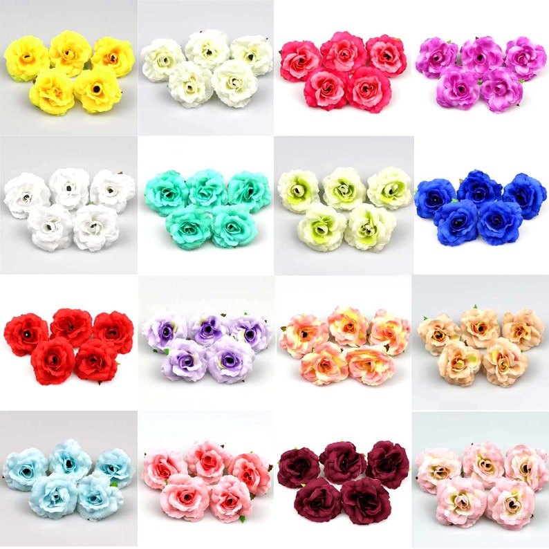 100X mini Silk Roses Heads Single Tone Artificial Silk Etsy
