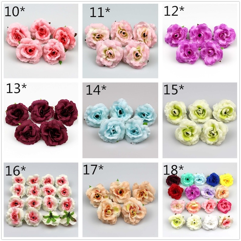 100X mini Silk Roses Heads Single Tone Artificial Silk Etsy