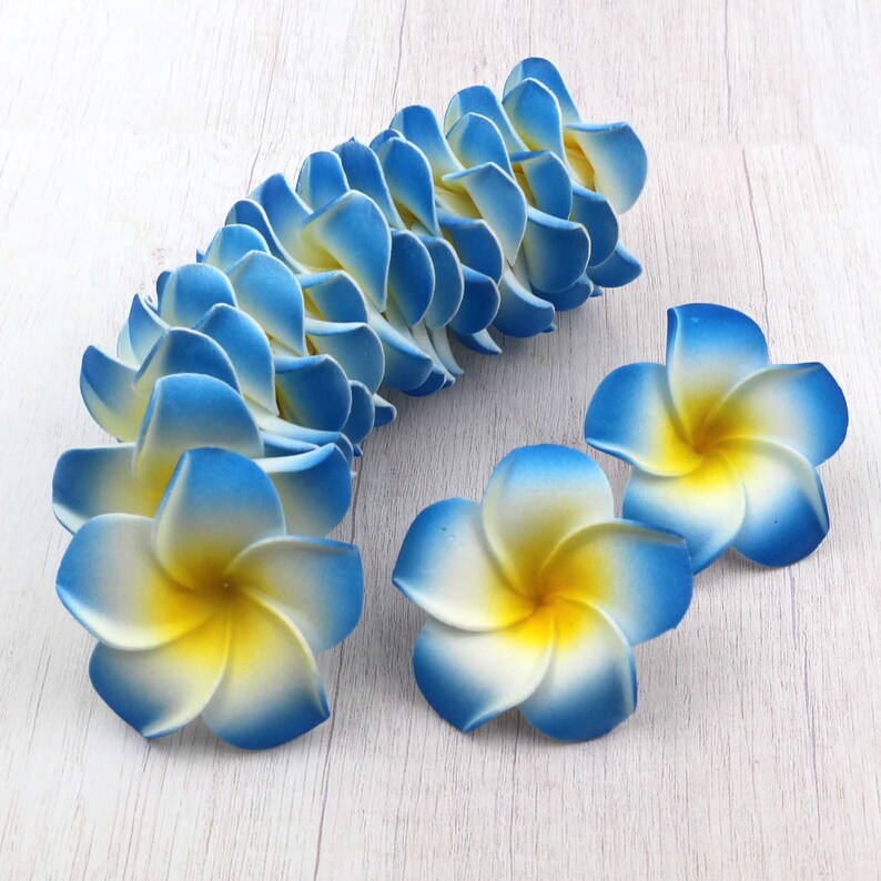 5/6/9cm Blue Plumeria Foam Frangipani Flowers For Wedding Etsy