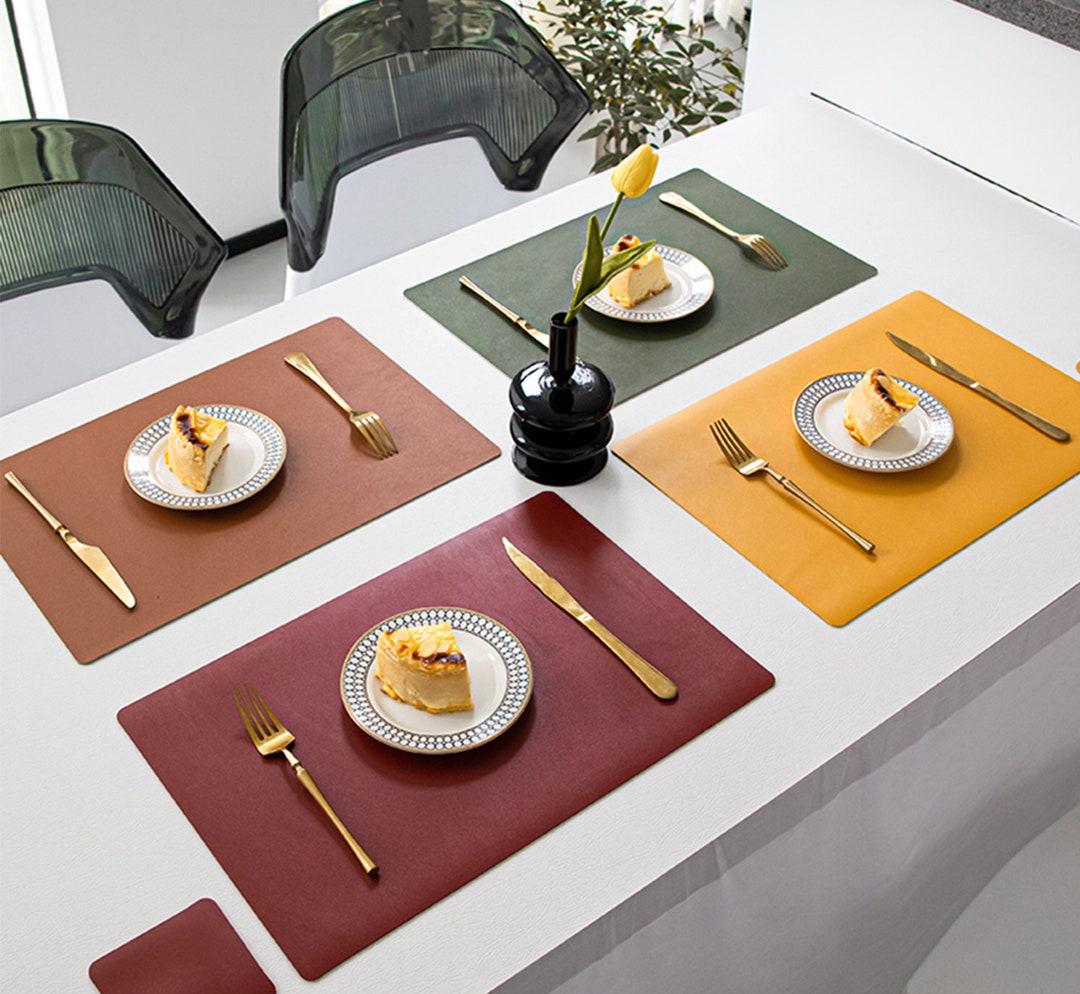 Faux Leather Placemat,rectangle PU Leather Placemats,waterproof