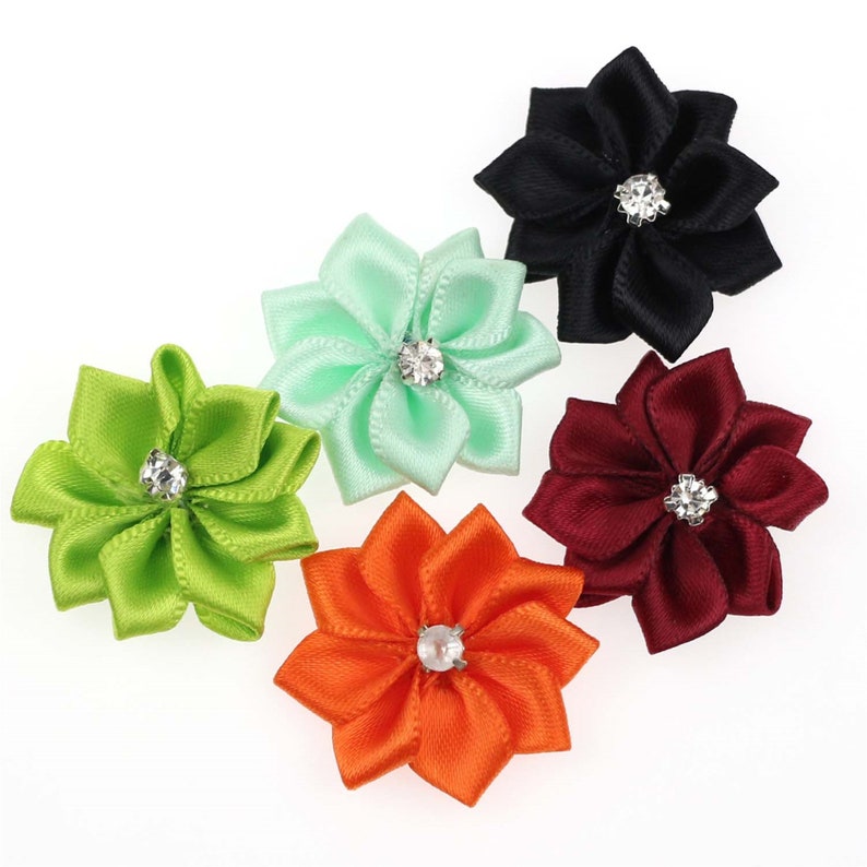 30mm Satin Ribbon Flowers Satin Fabric FlowersSatin Etsy