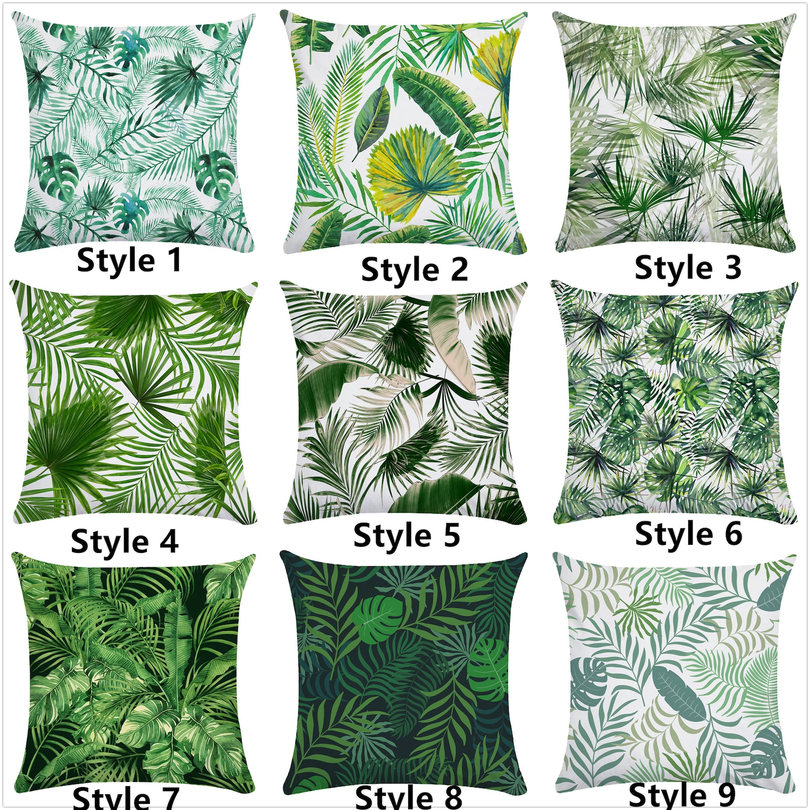 Green leaf Pillow Cover 18 x 1820 x 2024 x 24 Plant Throw Etsy