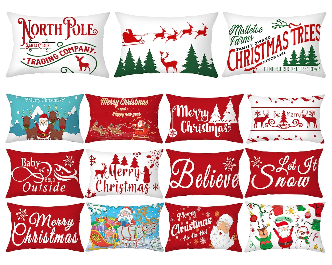 Red Christmas Lumbar Pillow Cover,12 X 20,16 X 24 Christmas Pillow