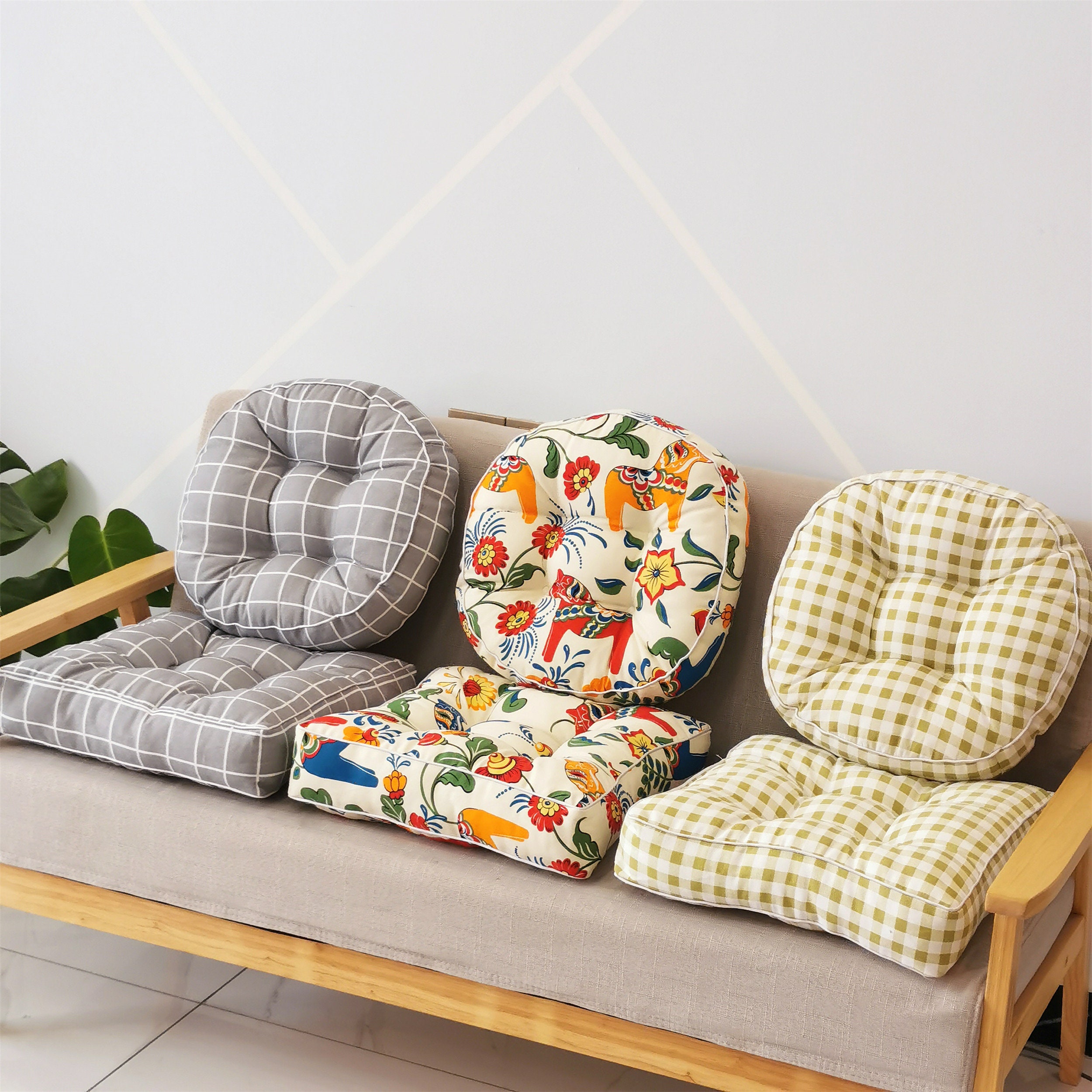 Square round Chair Cushion 16 18 20 Thick Cotton Linen Round