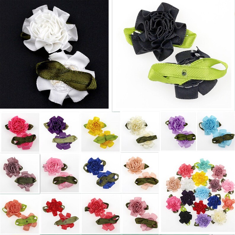18 Color 3cm Ribbon Flowers Bows Carnation Appliques Sewing Craft Wedding Decor