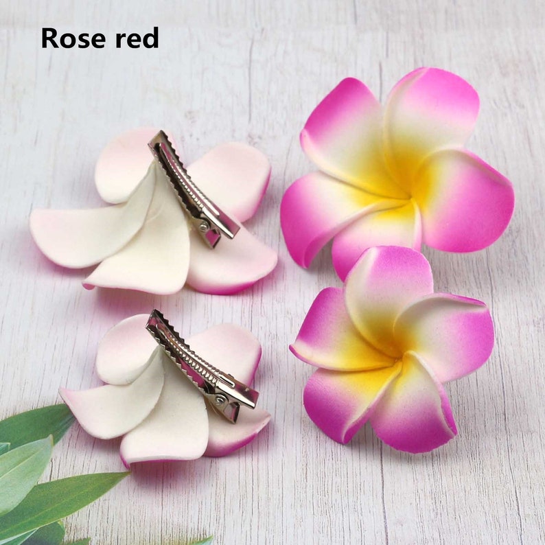 250Pcs 5cm Hawaiian Plumeria Flower Foam Hair Clip New Etsy