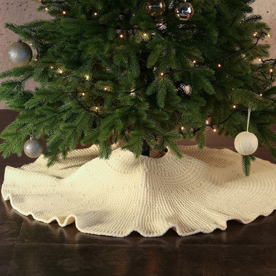 Ivory Knitting Christmas Tree Skirt 36/48 Cable Knit Etsy