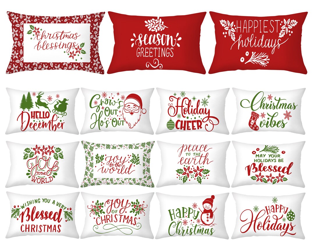 Christmas Lumbar Pillow Cover,12 X 20,16 X 24 Red Pillow Cover