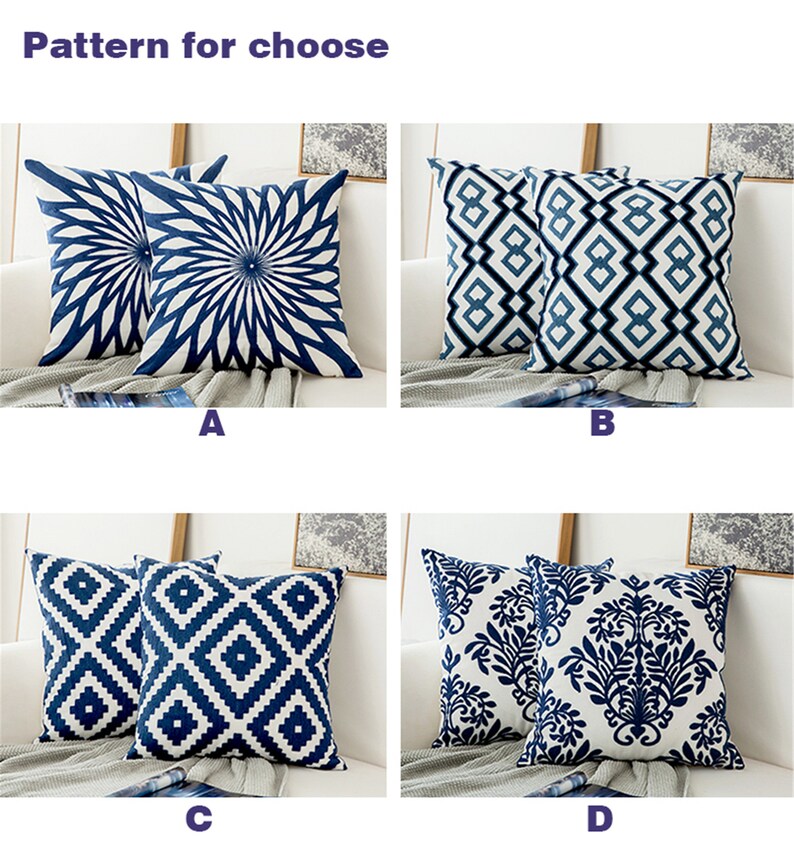 18x18 Blue Embroidery Pillow CoversNavy blue and Etsy