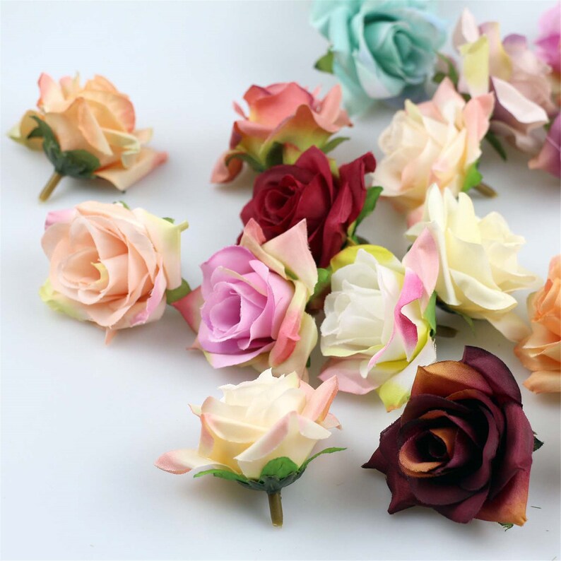 50pcs 6cm Silk Roses Flower Head Artificial Flowers Heads for Etsy