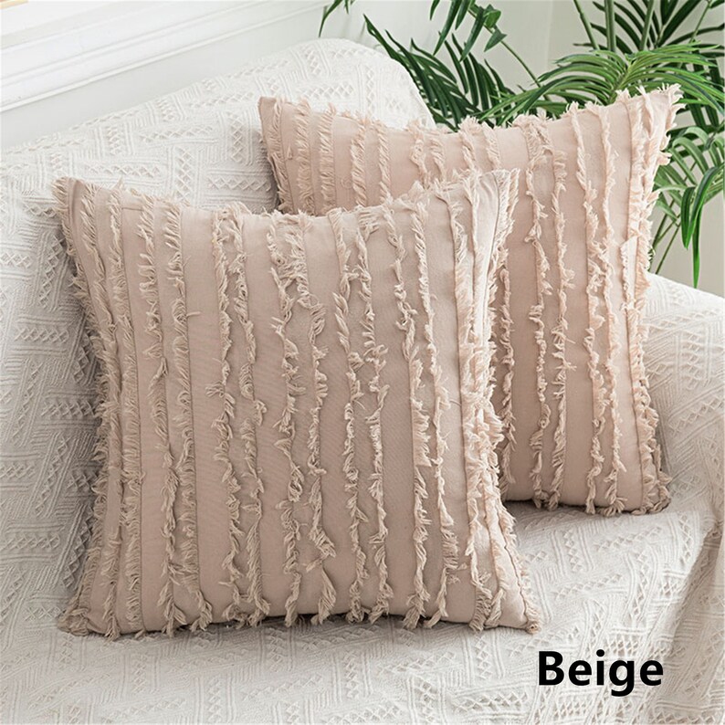 Boho Pillow covers12 x 20,18 x 18,20 x 20Cotton linen Throw pillow cover,Tassel Square Cushion Covers for Home sofa Lumbar Pillowcases