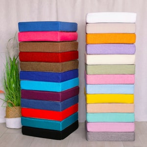 25 Colors Square Chair Cushion pads/16" 18" 20"Thick Cotton Linen Cushion chair pads tatami chair cushion for chairs/floor cushions couch