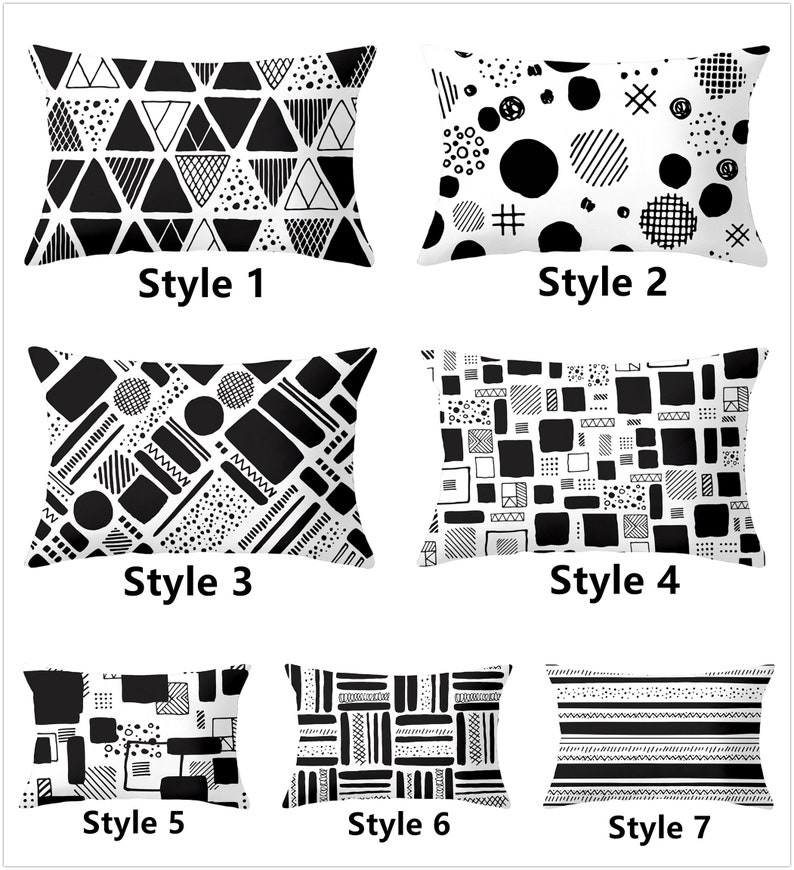 Black/white Lines Lumbar Pillow Covers/12 X 2016 X 2420 X Etsy