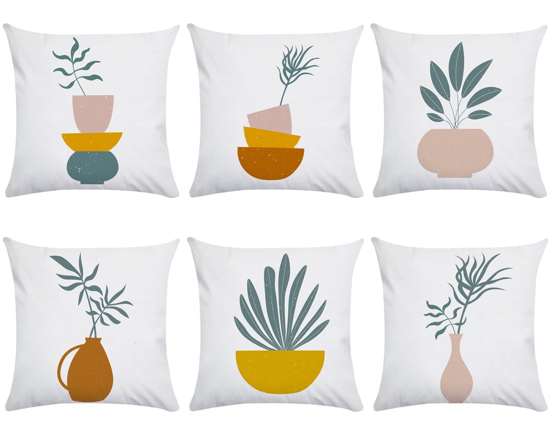 Plant Abstract Art Pillow Cover/mid Century Geometric Throw Pillow Cover/modern Art Pillow Cases