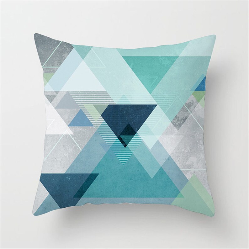 Blue Geometry Pillow Covers Throw Pillow Cases/lumbar Pillow Etsy