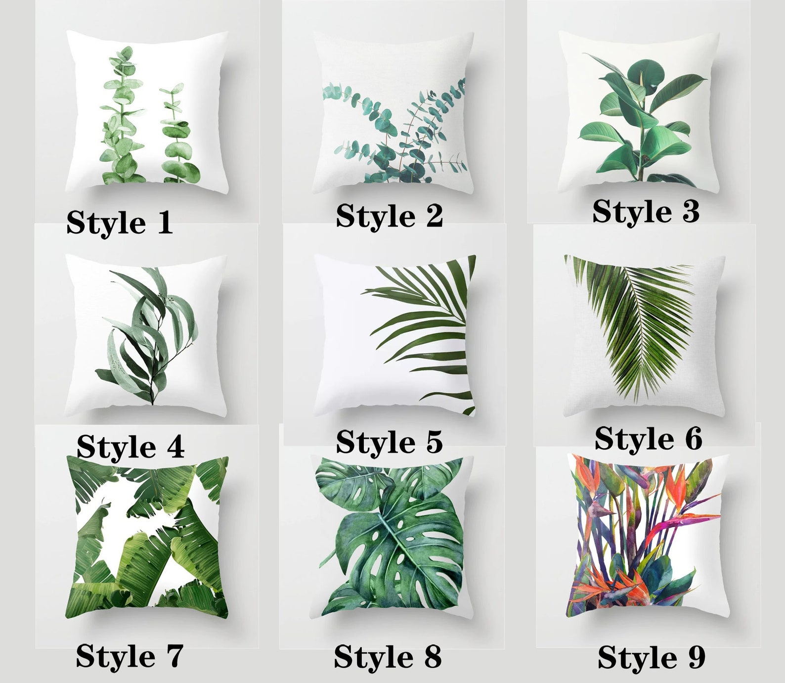 Green Leaf Pillow Covers/green With White/lumbar Etsy