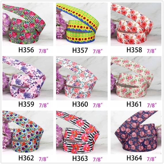 78 or 1.5 Grosgrain Ribbon in Navy and Pink Floral Print Floral Ribbon Rose Ribbon Girly Ribbon