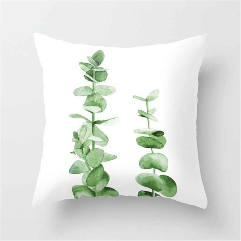 Green Leaf Pillow Covers/green With White/lumbar Etsy