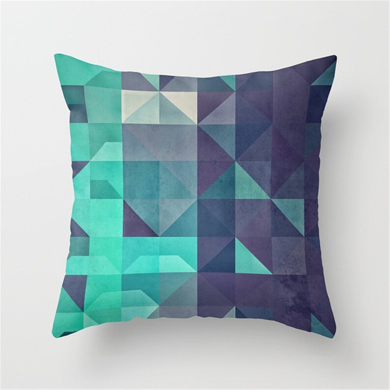 Blue Geometry Pillow Covers Throw Pillow Cases/lumbar Pillow Etsy