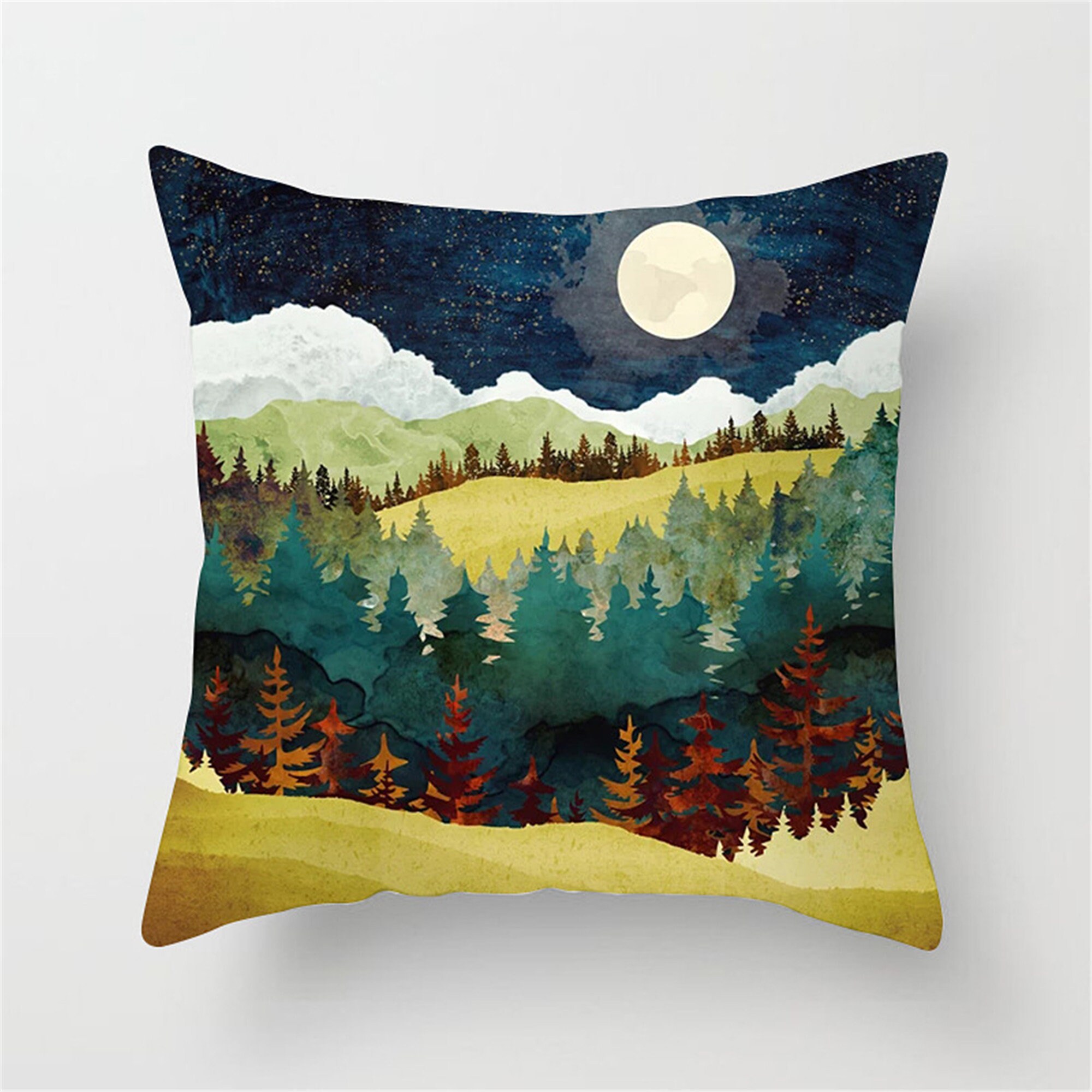 Mountain peak sunrise Pillow coversBlue Throw Pillow Etsy