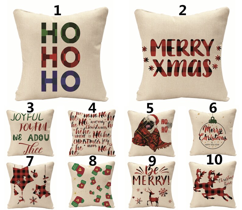 Beige Christmas Pillow Covers/cotton Linen Throw Pillow Etsy