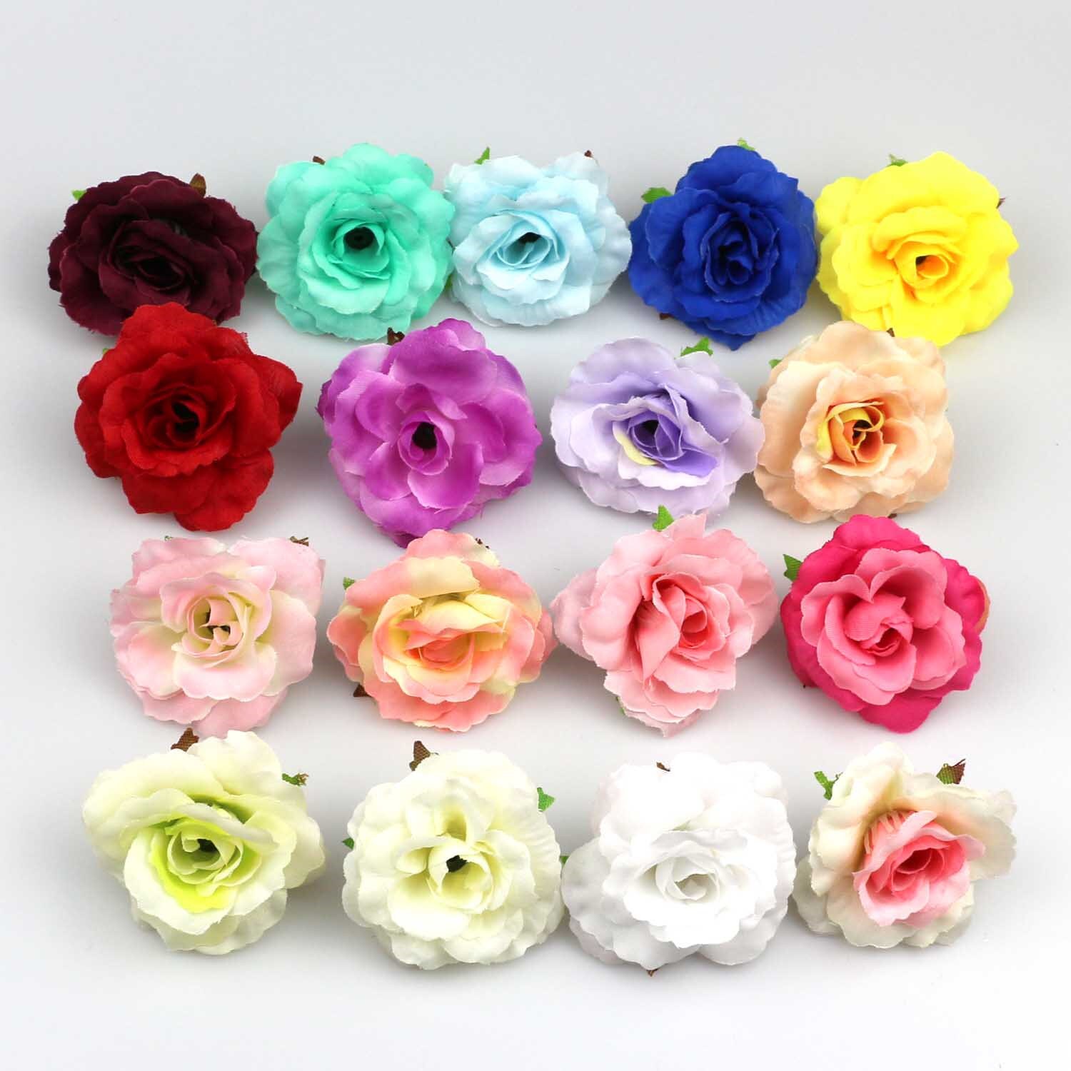 100X mini Silk Roses Heads Single Tone Artificial Silk Etsy