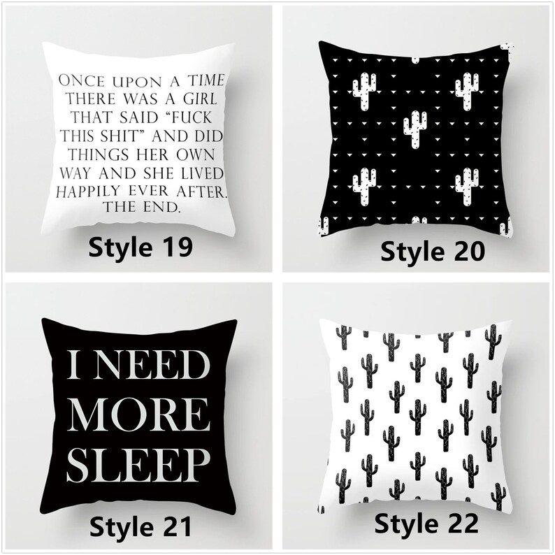 Black and White Pillow Cover/12 X 2016 X 1618 X 1820 X Etsy