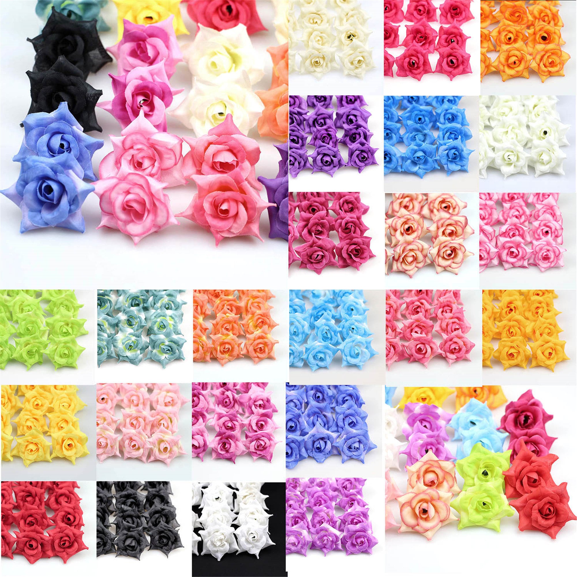 10Pcs 2 Artificial Flowers mini silk rose head wedding Etsy