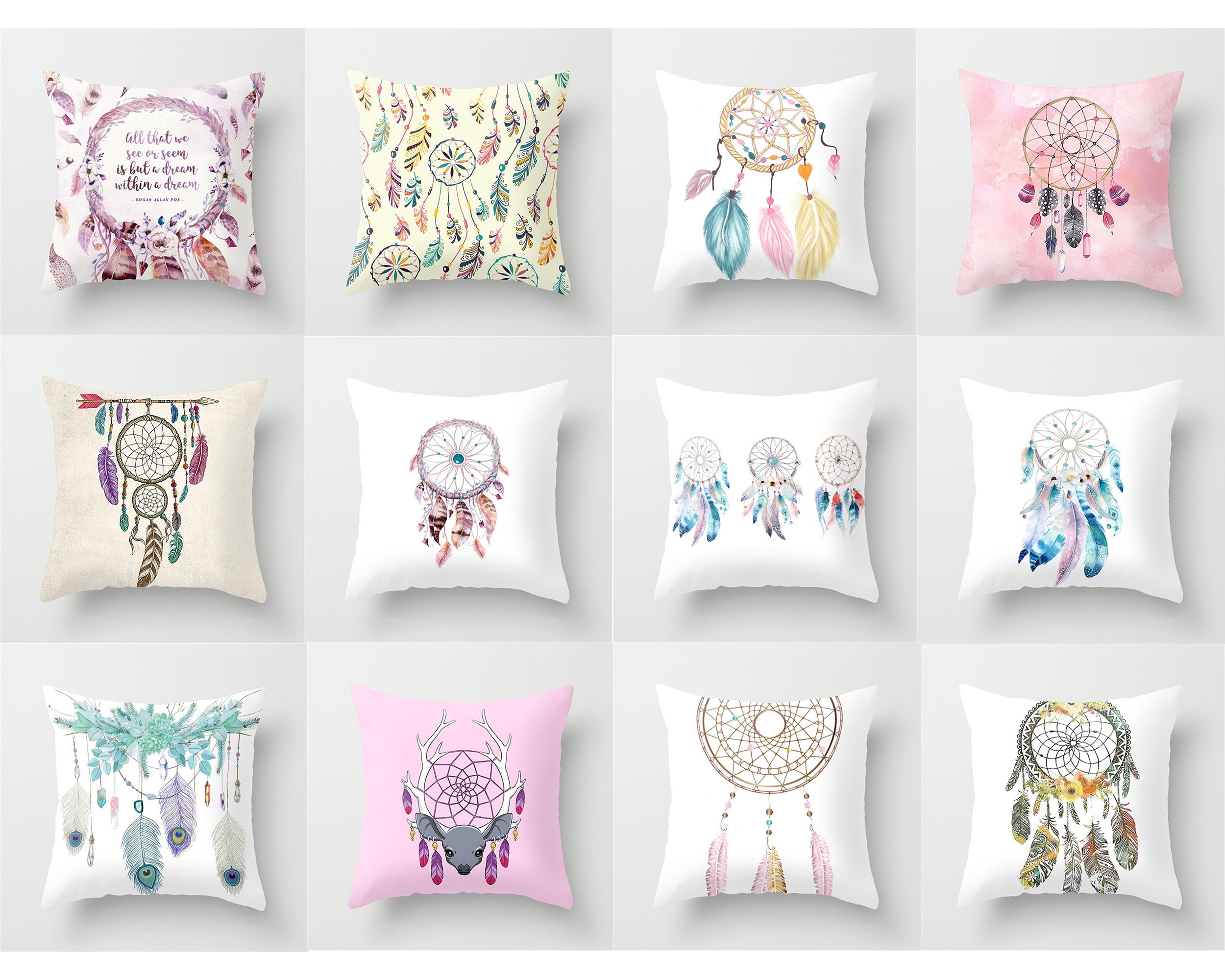 Cushion Cover Colorful Dream Catcher Patterns Square Sofa Decorativ PillowCases