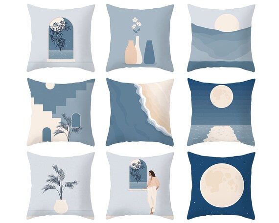 Geometric Pillow Covers blue Throw Pillow Cases abstract Throw
