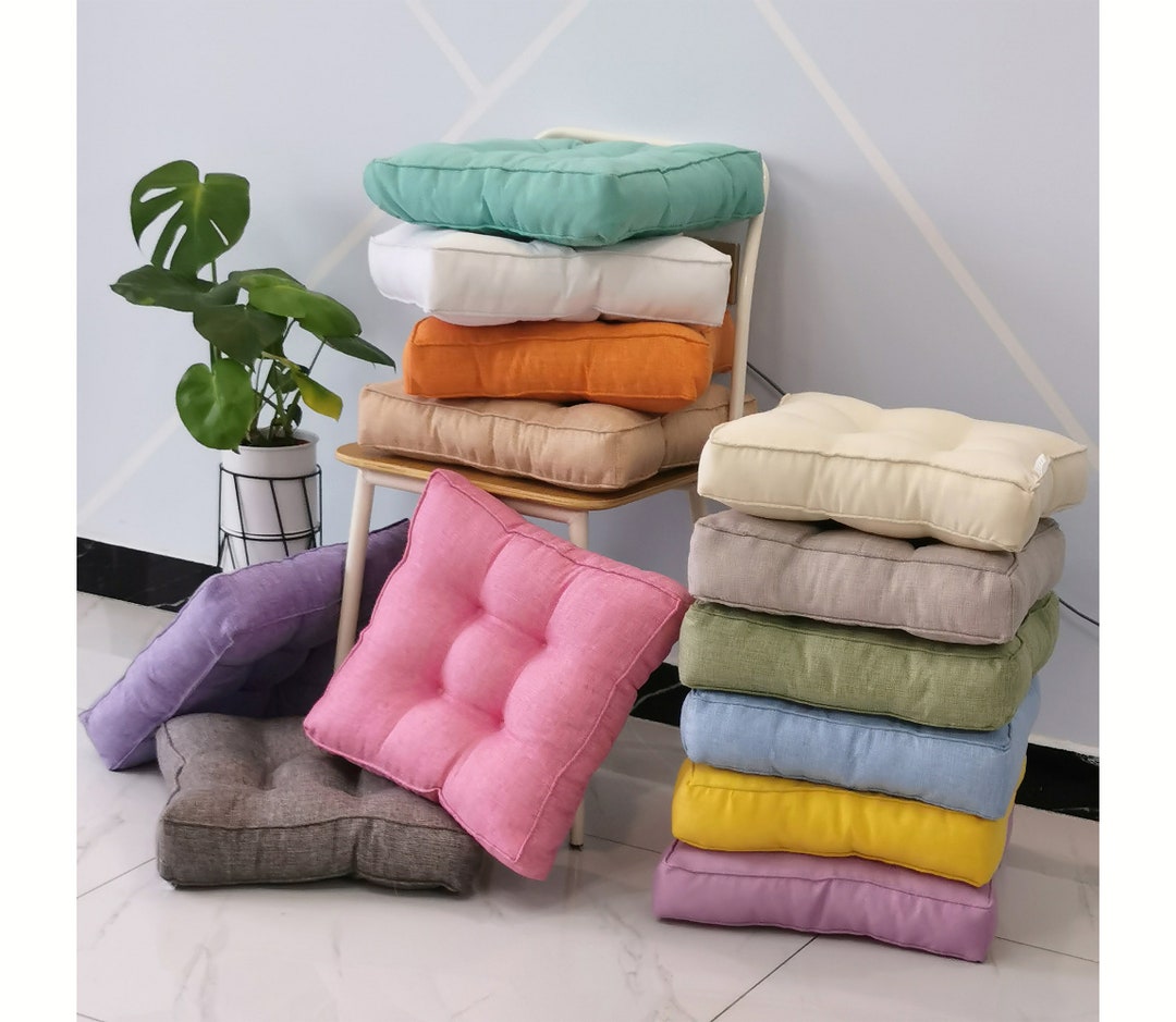Chair Pads Cloth Cotton Linen Cushion Party Dining Chair Seat Pads Tie Sofa Pillow  Chair Seat Pads Furniture Garden Outdoor Thick Soft Chair Pads Indoor Seat  Cushions Pillows with Ties