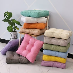 21 Colors Square Chair Cushion pad/16" 18" 20" Thicken Cotton Linen Seat Cushion Meditation chair pad for chairs/Patio Dinning Cushion poufs