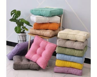 21 Colors Square Chair Cushion Pad 16 18 20 Thicken Cotton Linen