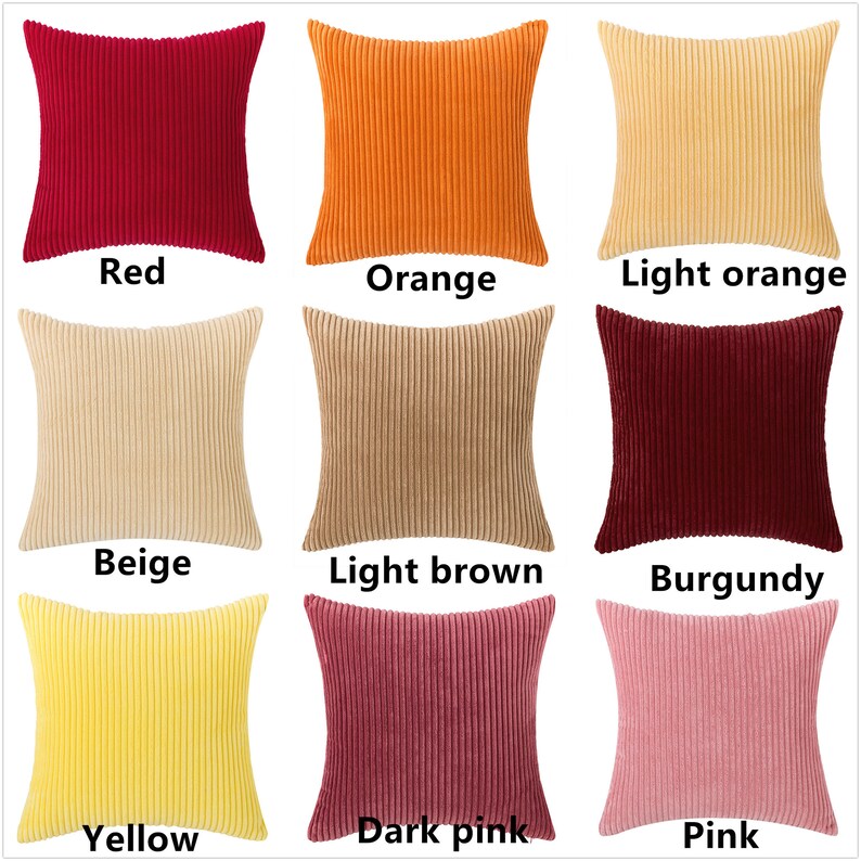 Single Color Corduroy Pillow Covers 12 X 20/16 X 16/18 X 18/20 Etsy
